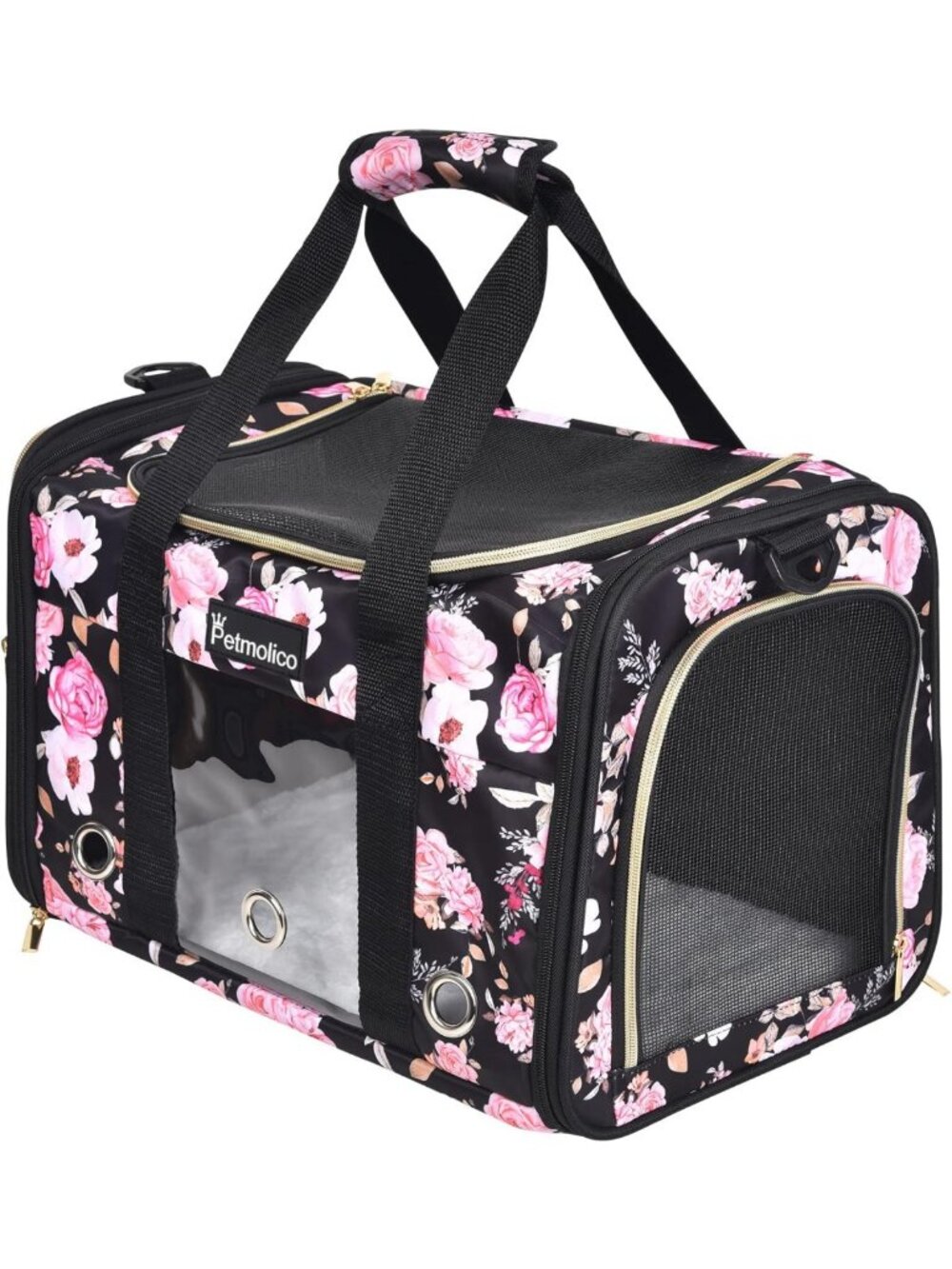 Soft-Sided Cat Carrier, Airline Approved, Medium Size, Pink Peony, Travel